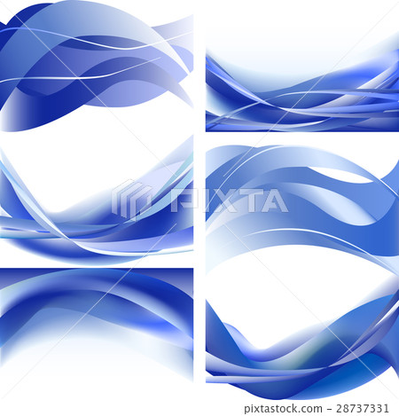 Blue waves isolated set on white background vector - Stock Illustration ...