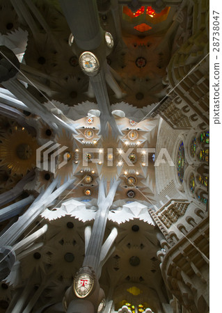Inside La Sagrada Familia Church in Barcelona Inside La Sagrada Familia Church in Barcelona 28738047
