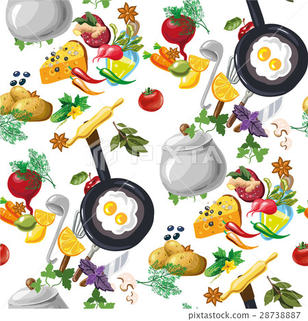 Vector seamless pattern with vegetables hand drawn Vector seamless pattern with vegetables hand drawn 28738887