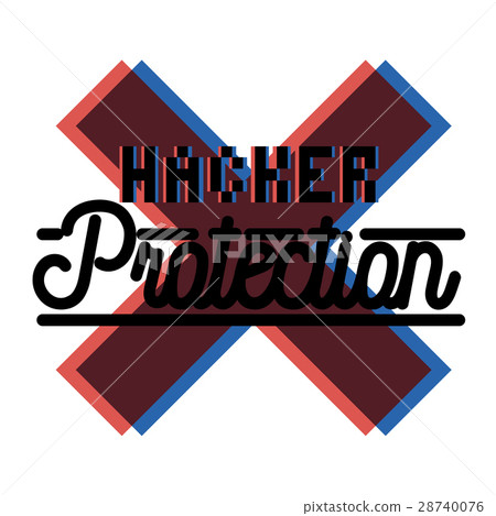 Color vintage hacker protection emblem 28740076