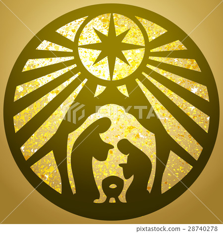 Holy family Christian silhouette icon vector  28740278