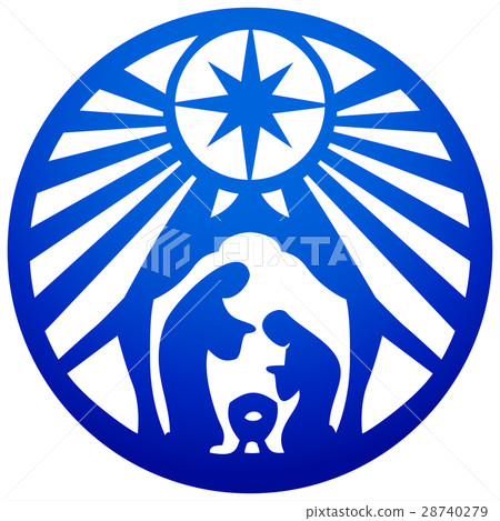 Holy family Christian silhouette icon vector  28740279