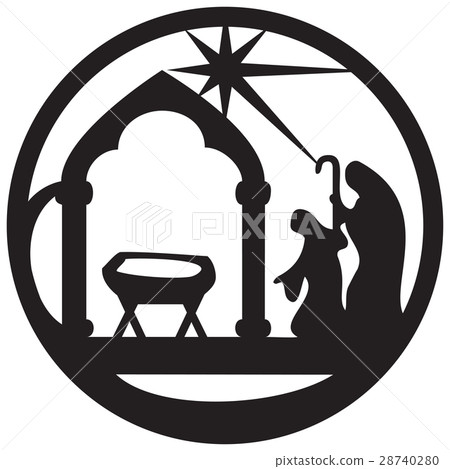 Adoration of the Magi silhouette icon vector  28740280
