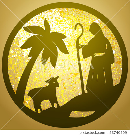Shepherd and Sheep silhouette icon vector Shepherd and Sheep silhouette icon vector 28740309