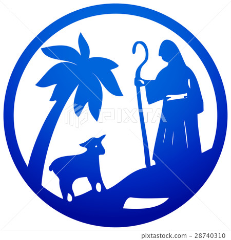Shepherd and Sheep silhouette icon vector Shepherd and Sheep silhouette icon vector 28740310