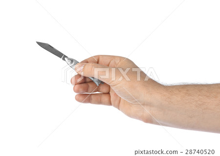 Hand with fish shaped knife 28740520