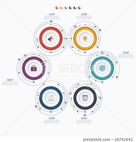 Infographics template 6 options with circle Infographics template 6 options with circle 28742642