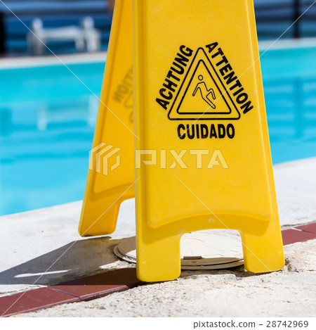 Slippery floor surface attention symbol Slippery floor surface attention symbol 28742969