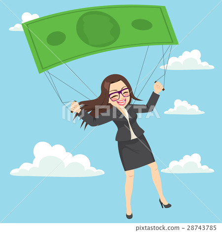 Parachute Banknote Businesswoman 28743785