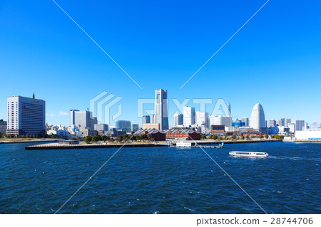 Minato Mirai Yokohama with blue sky spread 28744706