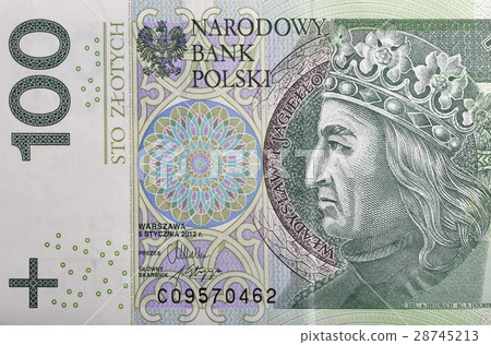 Polish money bill one hundred zloty macro 28745213