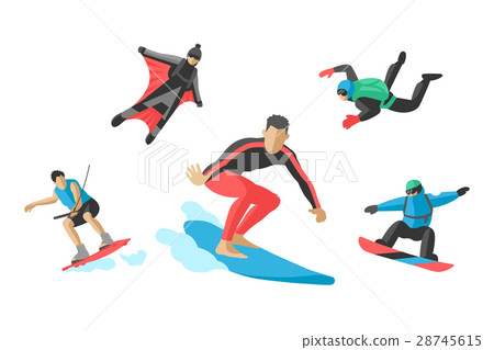 Vector jumping extreme athletes silhouettes 28745615