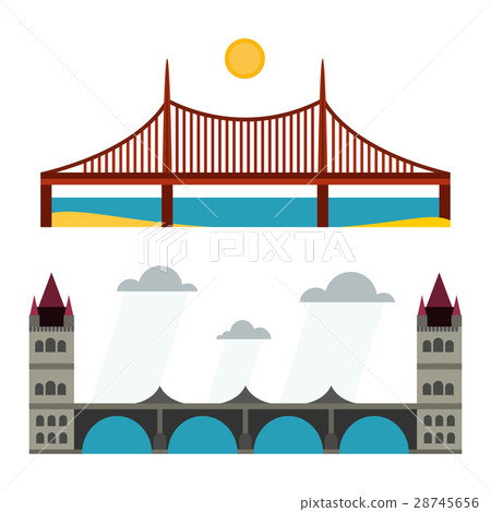 Modern bridge flat pictogram business architecture 28745656