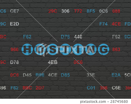 Web design concept: Hosting on wall background Web design concept: Hosting on wall background 28745680