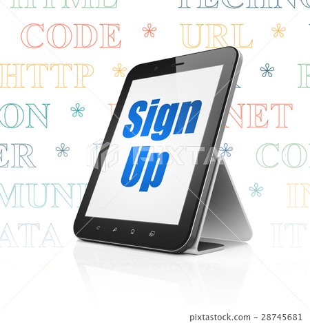 Web development concept: Tablet Computer with Sign Web development concept: Tablet Computer with Sign 28745681