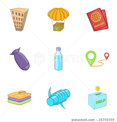 Refugee icons set, cartoon style 28750359
