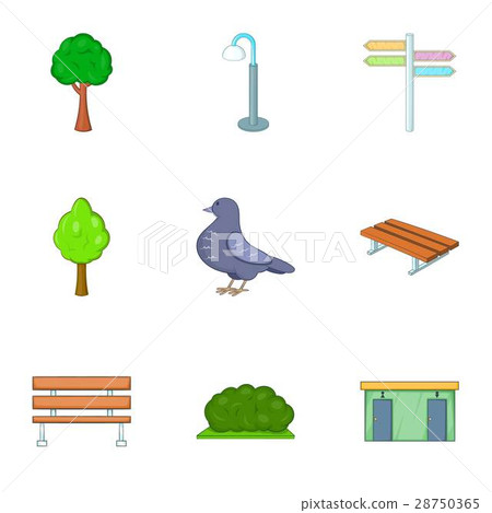 Urban outdoor decor icons set, cartoon style 28750365