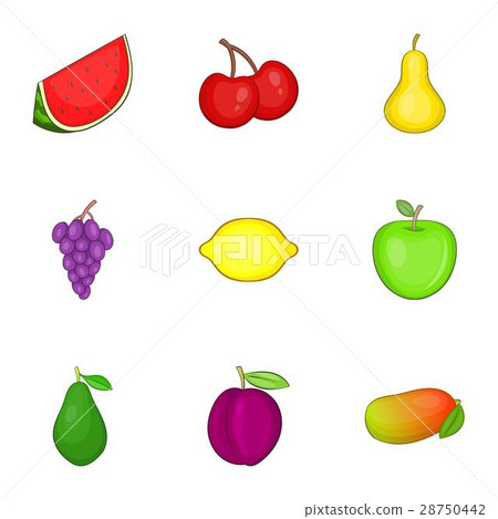 Different kinds of fruit icons set, cartoon style Different kinds of fruit icons set, cartoon style 28750442