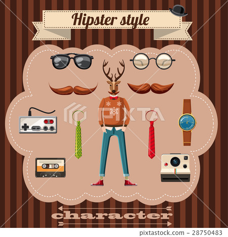 Hipster style attributes concept, cartoon style Hipster style attributes concept, cartoon style 28750483