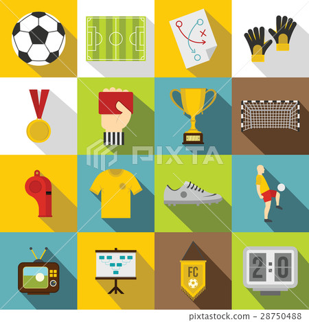 Soccer football icons set, flat style 28750488