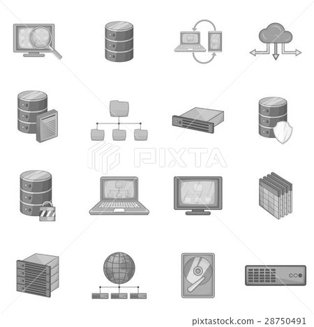 Data base icons set, monochrome style 28750491