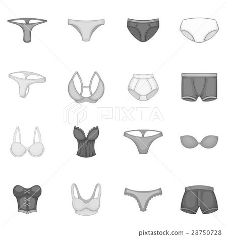 Underwear icons set, monochrome style Underwear icons set, monochrome style 28750728