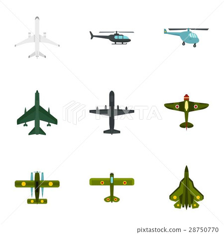 Aircraft icons set, flat style Aircraft icons set, flat style 28750770