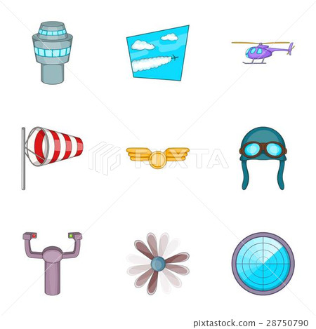 Airport icons set, cartoon style 28750790