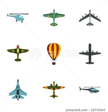 Military aircraft icons set, flat style - Stock Illustration [28750943 ...