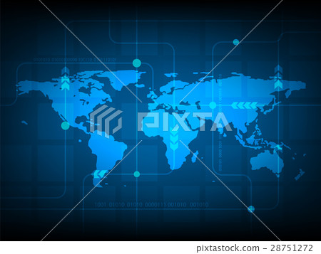 world map digital technology background futuristic - Stock Illustration ...