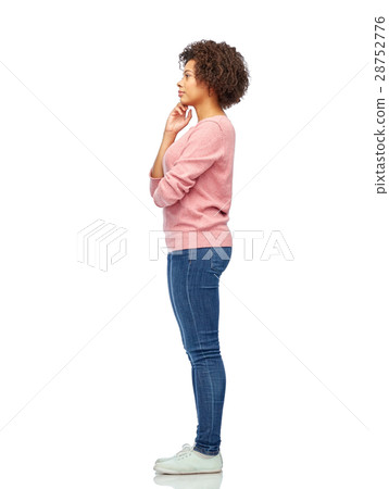 thinking african american young woman over white 28752776