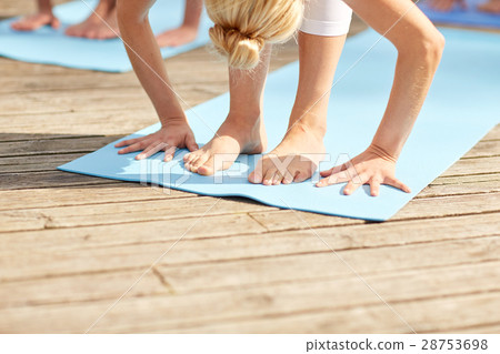 group of people making yoga exercises outdoors 28753698