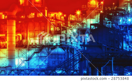 Oil Refinery At Night 28753848