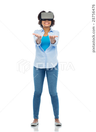 woman in virtual reality headset or 3d glasses 28756476