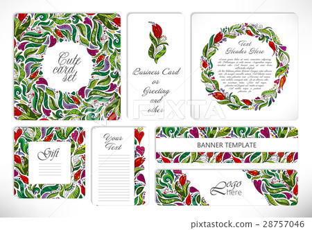 Set of creative universal floral cards. 28757046
