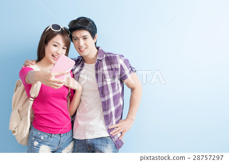 young couple selfie happily 28757297