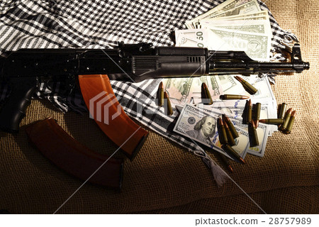 Combat weapons, US dollars and ammunition Combat weapons, US dollars and ammunition 28757989