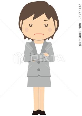 逗人喜愛的短髮女商人遭受的婦女遭受灰色 逗人喜愛的短髮女商人遭受的婦女遭受灰色 28758432