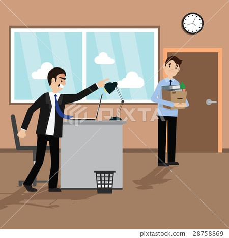 Angry boss fired worker. Office retire Angry boss fired worker. Office retire 28758869
