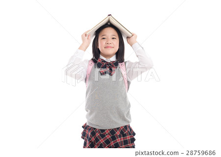 Asian girl with book on head 28759686