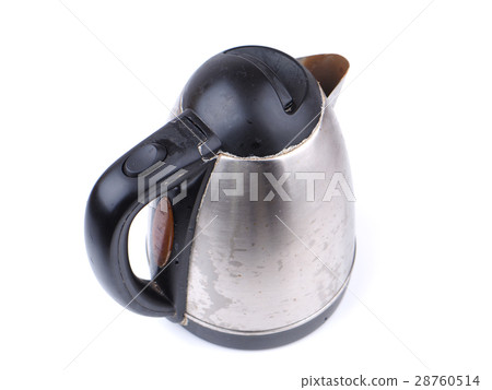old metal kettle on the white background old metal kettle on the white background 28760514