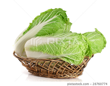 Chinese cabbage in a wicker basket isolated on Chinese cabbage in a wicker basket isolated on 28760774