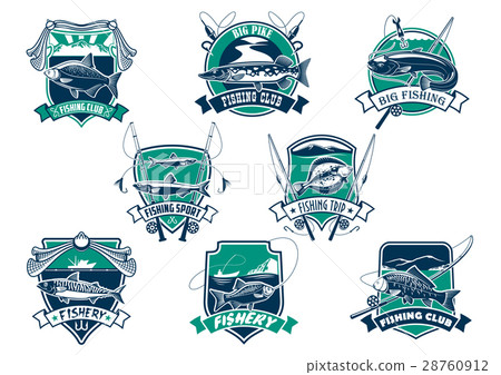 Fishing sport club emblem with trophy fish Fishing sport club emblem with trophy fish 28760912