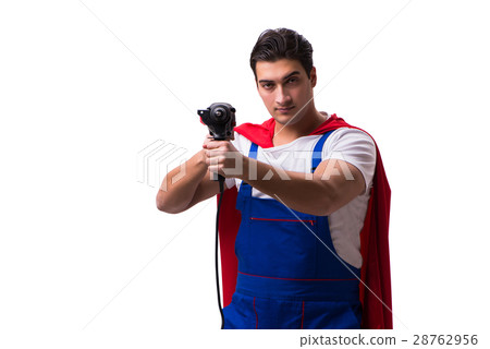 Super hero repairman isolated on the white 28762956