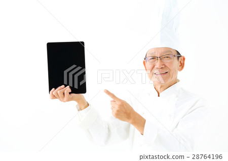 Chef showing tablet terminal 28764196
