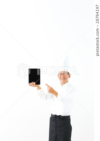 Chef showing tablet terminal 28764197