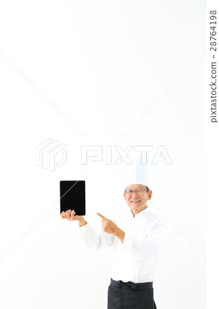 Chef showing tablet terminal 28764198