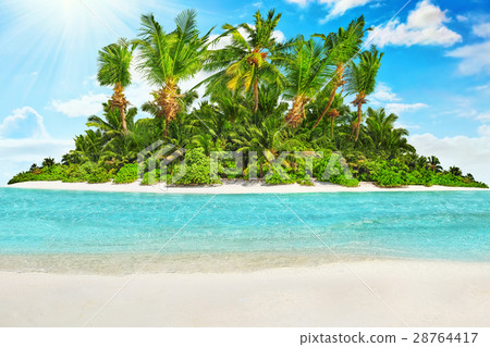 Whole tropical island within atoll in tropical . 28764417