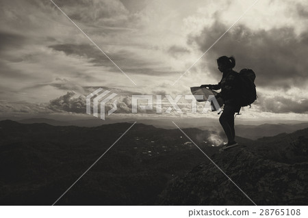 Silhouette adventure open map stay on the mountain 28765108