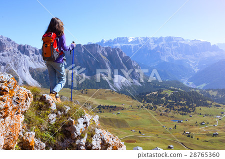 tourist girl at the Dolomites 28765360